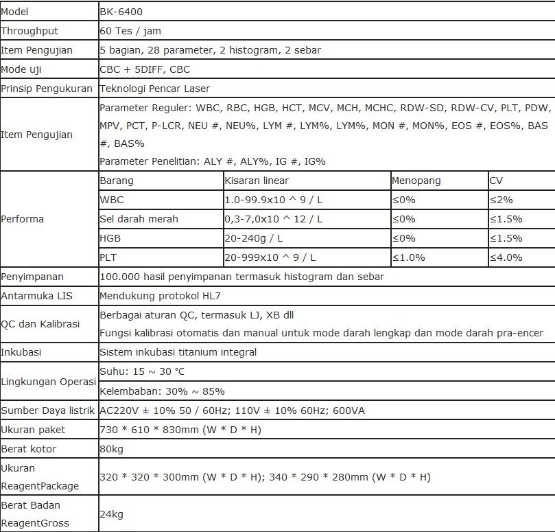 Alat Penganalisa Hematologi Otomatis Biobase BK-64400